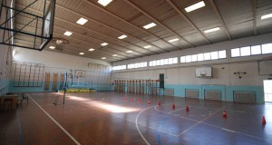 L'interno della palestra "Marie Curie" a Savignano sul Rubicone