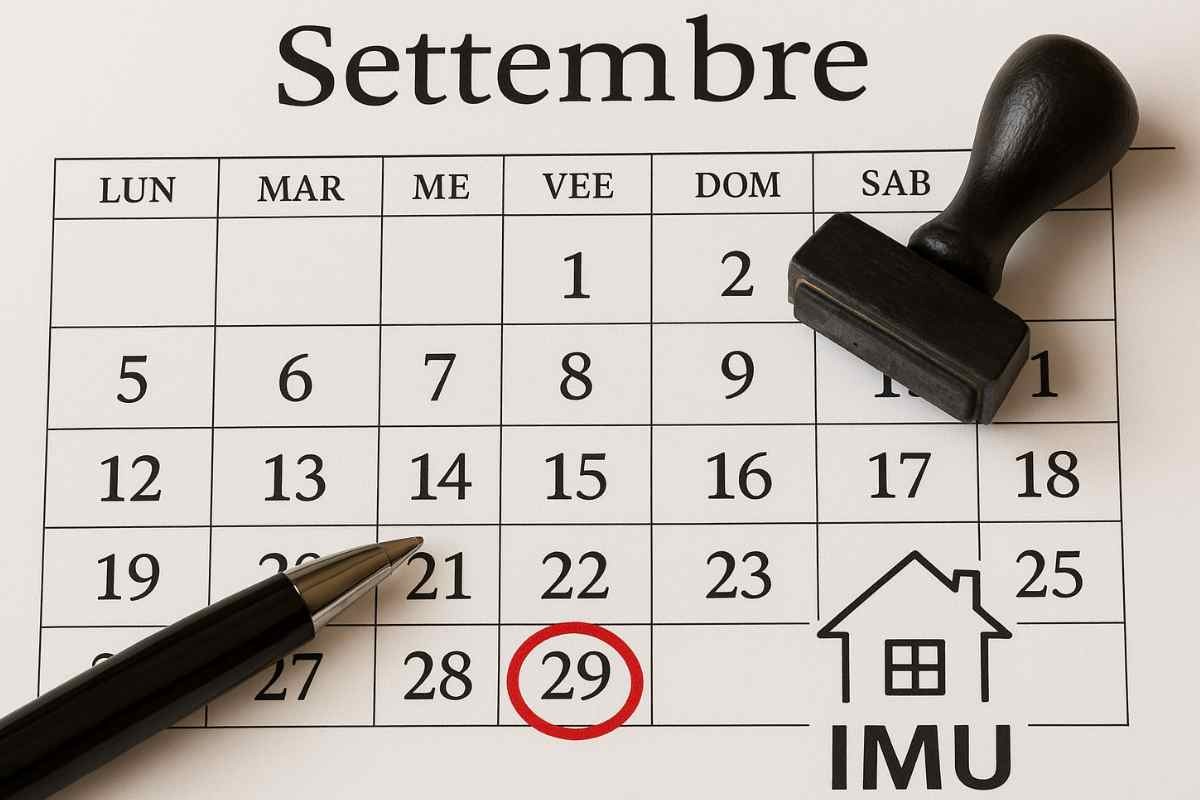 Calendario con “29 settembre” evidenziato e penna/timbro accanto, imu e casa