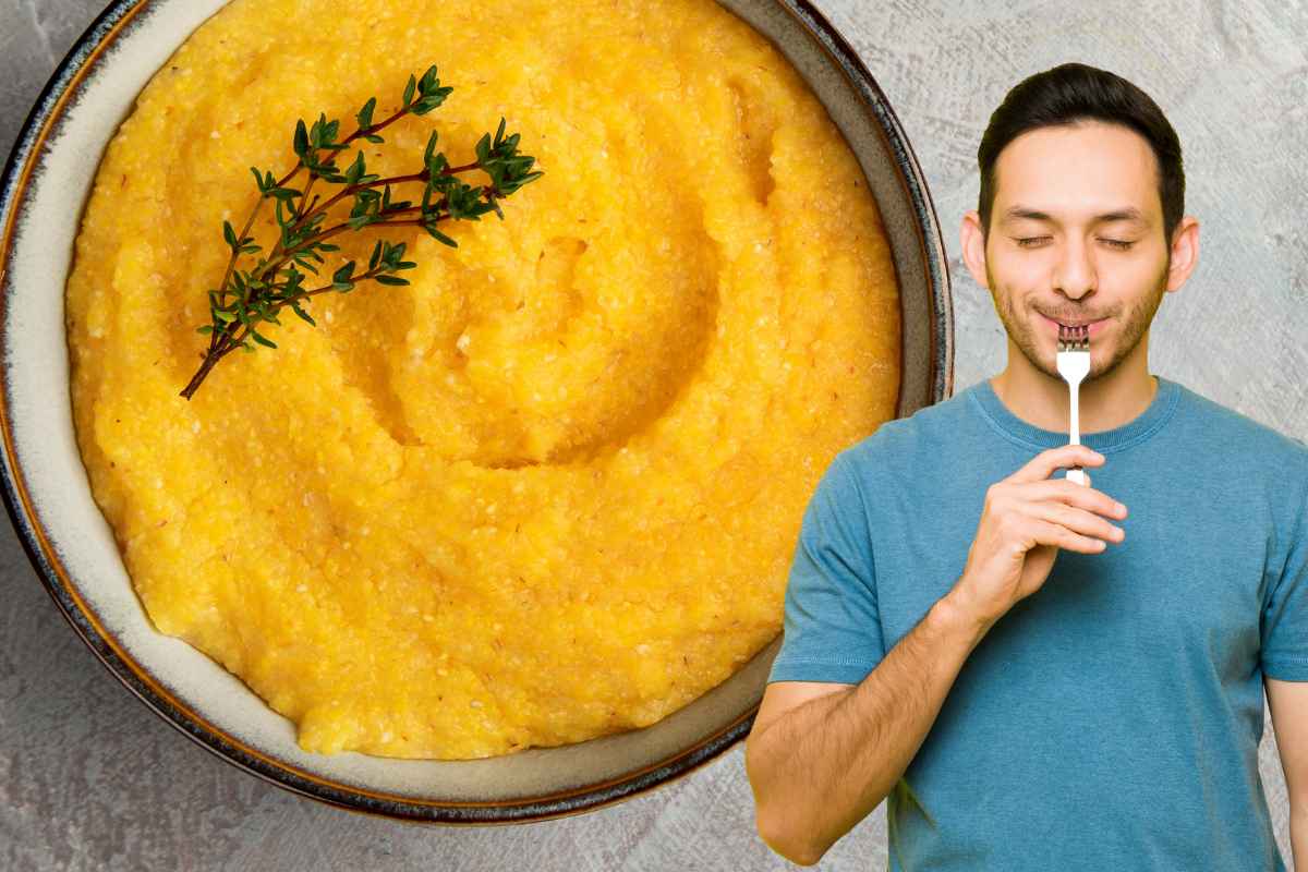 polenta, persona che mangia