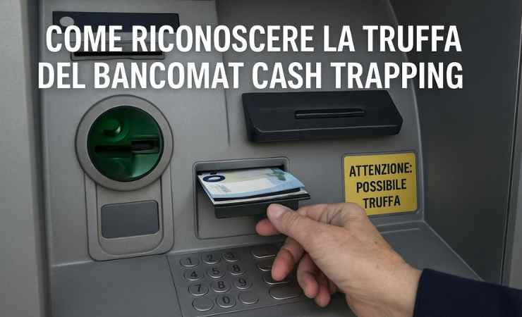 Mano ritira euro al bancomat e scritta