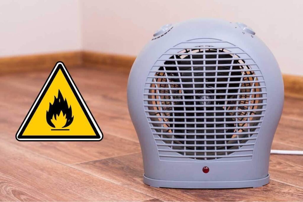 Stufetta elettrica e simbolo "incendiabile"