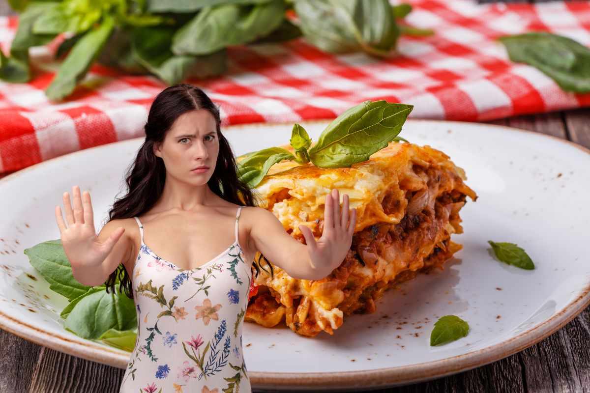 lasagna e donna che dice no
